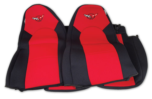 1997-2004 Corvette Neoprene Seat Covers (Black/Red)