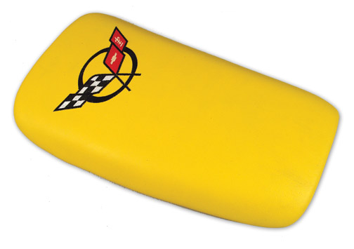 1998 Corvette Leather Console Lid Pace (Yellow) with Embroidered Black Logo