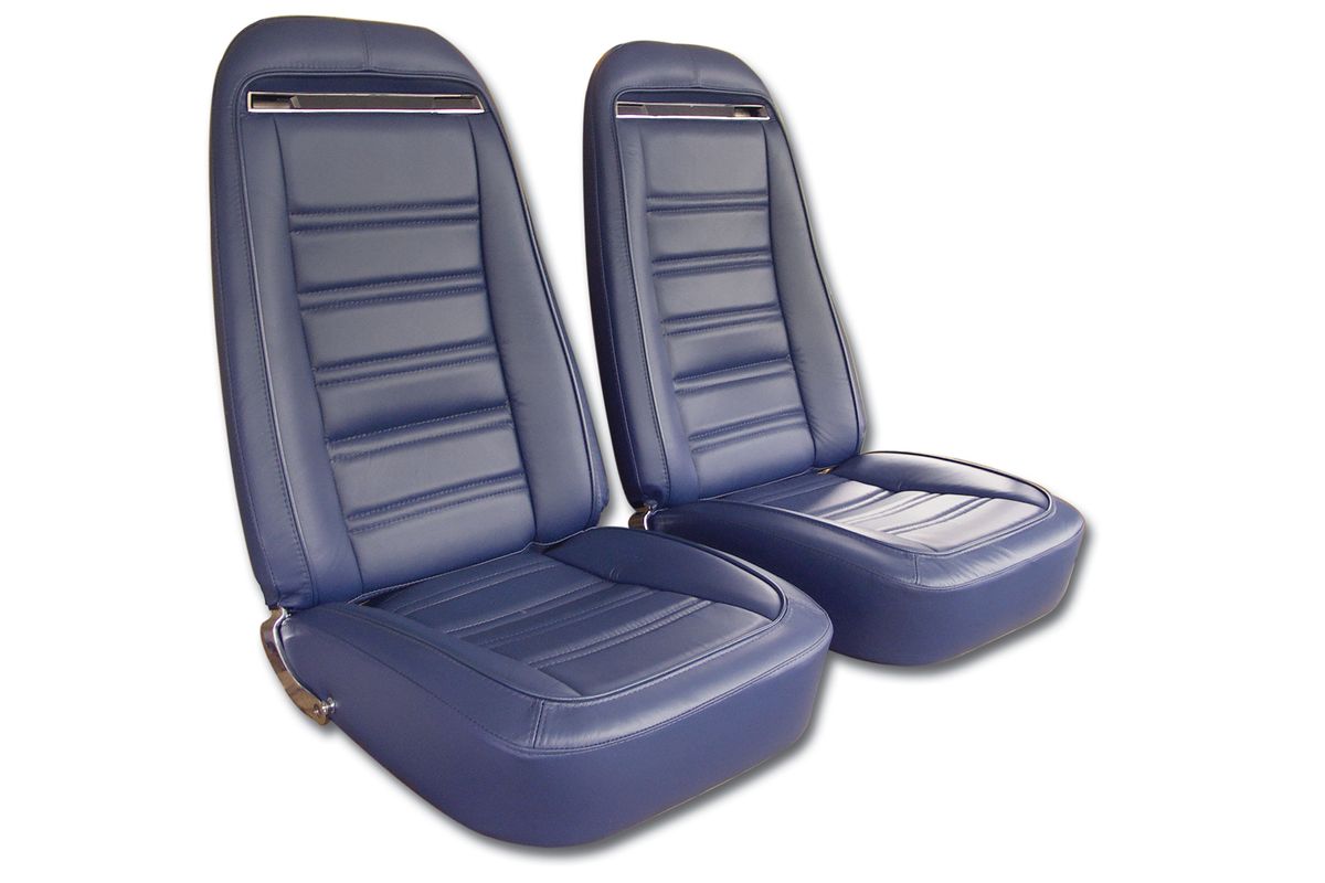 1970-1971 Corvette Leather/Vinyl Mounted Seats (Pair) without Shoulder Harness 