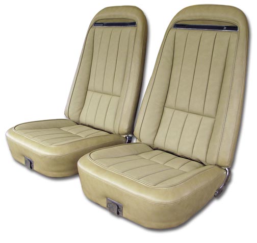 1972-1974 Corvette 100% Leather Mounted Seats (Pair) with Shoulder Harness 