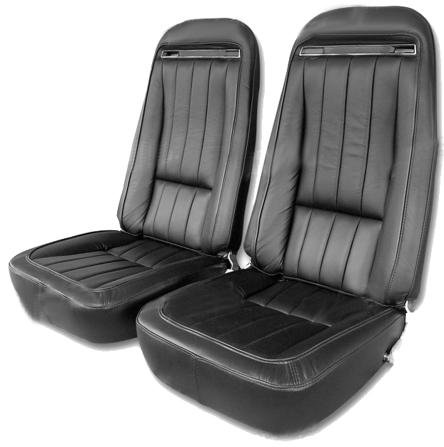 1975 Corvette Leather Like Vinyl Mounted Seats (Pair) without Shoulder Harness 