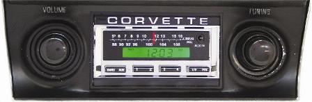 1968-1976 Corvette AM / FM Corvette Radio with 1/8 Inch Auxiliary Input (Black)
