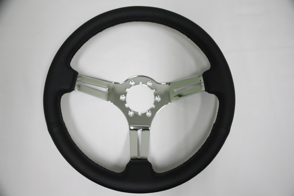1968-1982 Corvette Steering Wheel (Black) Leather- Chrome 3 Spoke