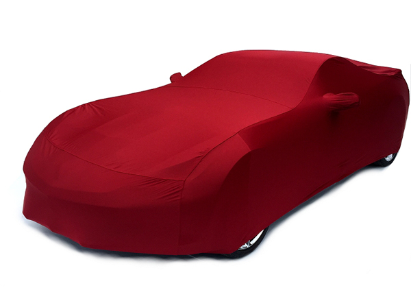 2014-2017 Corvette C7 CORVETTE CAR COVER- CRYSTAL RED METALLIC COLOR MATCHED INDOOR STRETCH. THIS C7 CORVETTE CAR COVE