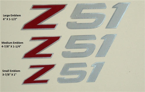 1996-2016 Corvette Z51 LARGE EMBLEM VINYL RED AND SILVER PAIR